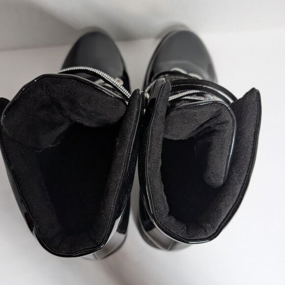 Azalea Wang Y2K Platform Boots Patent Leather Combat Sparkle Womens Size 10 - Picture 7 of 9